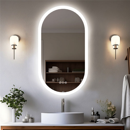 Premium Oval LED Anti-Fog Bathroom Mirror(100x50cm)