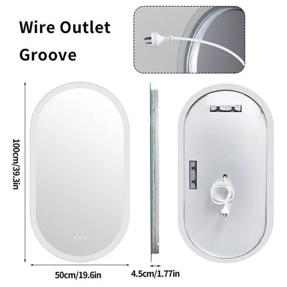 Premium Oval LED Anti-Fog Bathroom Mirror(100x50cm)
