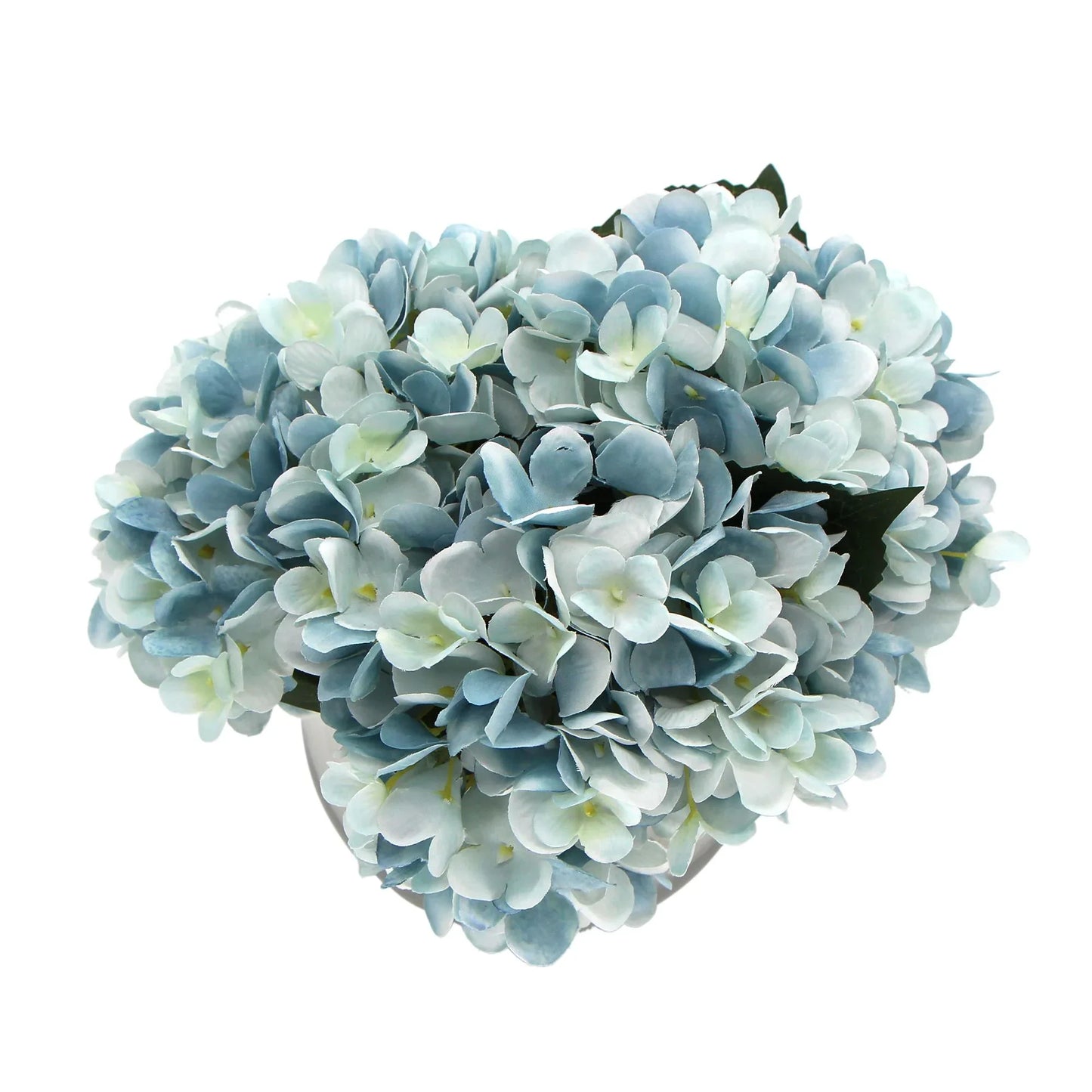 Premium Faux Hydrangea With Glass Vase (Artificial Flowering Blue Hydrangea) 23cm - Mekamart Australia