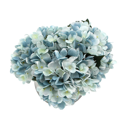 Premium Faux Hydrangea With Glass Vase (Artificial Flowering Blue Hydrangea) 23cm - Mekamart Australia