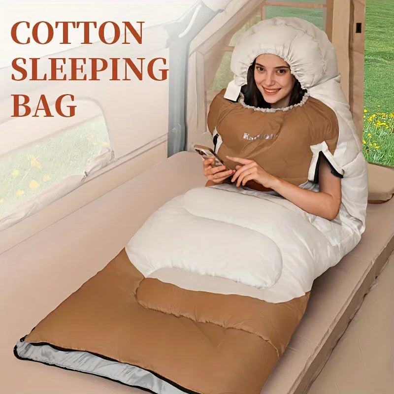 KAIROAD Extra Wide Mummy Sleeping Bag + FREE Accessories (Eye Mask, Earplugs, U-shaped Pillow) - 3 Season, Warm & Cold Weather, Waterproof - Mekamart Australia