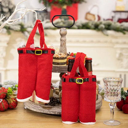 6pcs Small one Christmas Decoration Supplies, Christmas Pants, Gift Bags, Small Pants Candy Bags, Tote Bags, Wine Bottle Sets, Coke Bags - Mekamart Australia