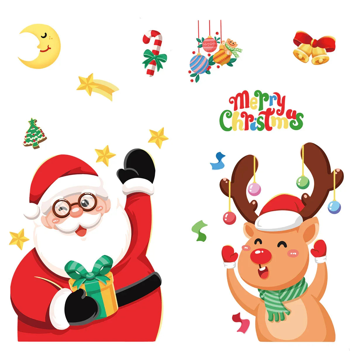 Christmas Window Stickers - Festive Santa Claus, Penguin, and Reindeer Decals for Holiday Home Decor - 2 Set of 16 Sheets (25*35cm) - Mekamart Australia