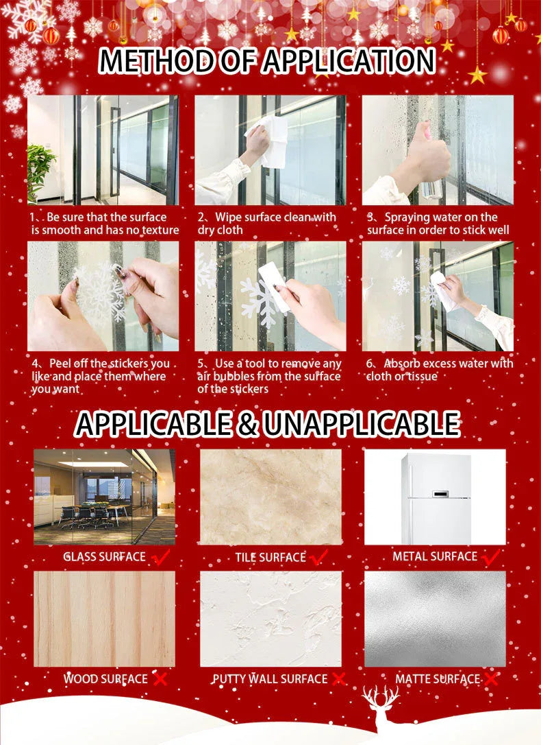 Christmas Window Stickers - Festive Santa Claus, Penguin, and Reindeer Decals for Holiday Home Decor - 2 Set of 16 Sheets (25*35cm) - Mekamart Australia