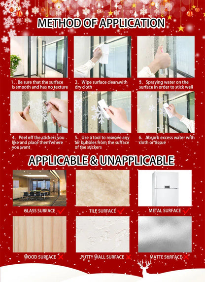 Christmas Window Stickers - Festive Santa Claus, Penguin, and Reindeer Decals for Holiday Home Decor - 2 Set of 16 Sheets (25*35cm) - Mekamart Australia