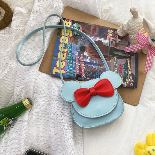 Adorable Bow Bear Crossbody Bag for Kids - Blue Shoulder Bag 18*17*8cm - Mekamart Australia