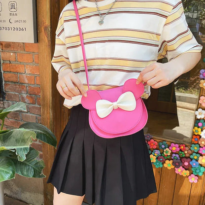 Adorable Bow Bear Crossbody Bag for Kids - Rose Red Shoulder Bag 18*17*8cm - Mekamart Australia