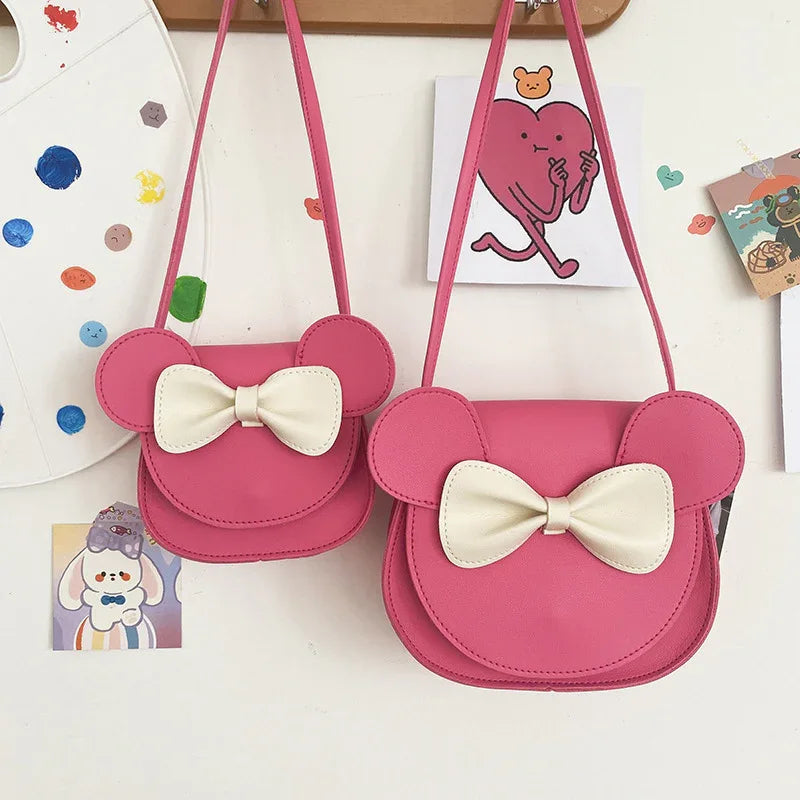 Adorable Bow Bear Crossbody Bag for Kids - Rose Red Shoulder Bag 18*17*8cm - Mekamart Australia