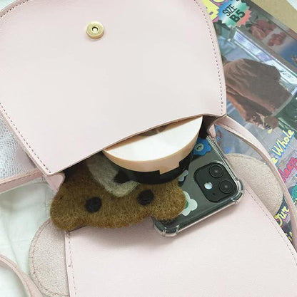 Adorable Bow Bear Crossbody Bag for Kids - Rose Red Shoulder Bag 18*17*8cm - Mekamart Australia