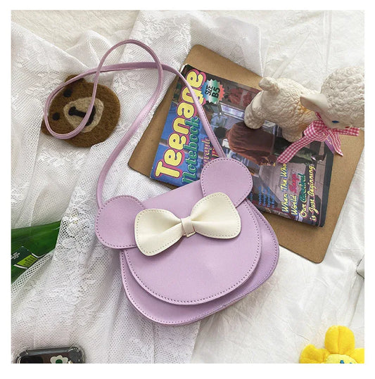 Adorable Bow Bear Crossbody Bag for Kids - Purple Shoulder Bag 18*17*8cm - Mekamart Australia