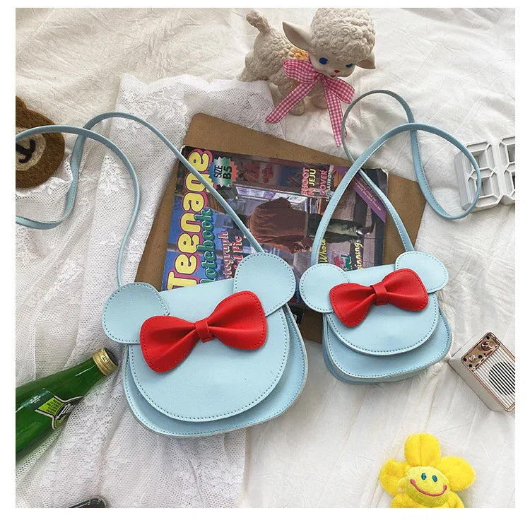 Adorable Bow Bear Crossbody Bag for Kids - Blue Small Shoulder Bag 13*13*5cm - Mekamart Australia