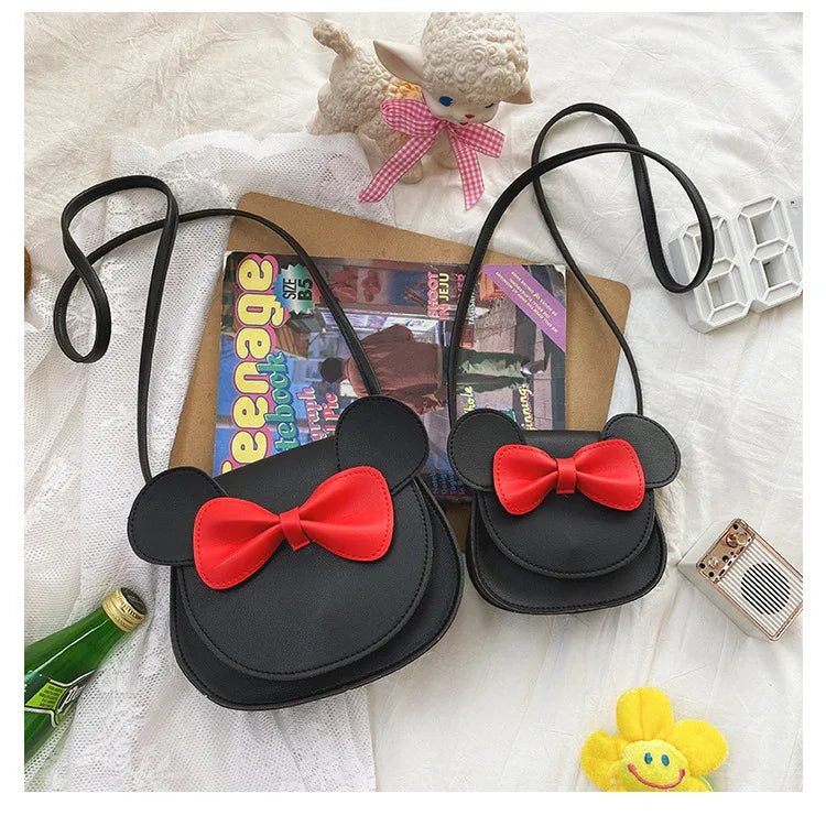 Adorable Bow Bear Crossbody Bag for Kids - Black Small Shoulder Bag 13*13*5cm - Mekamart Australia