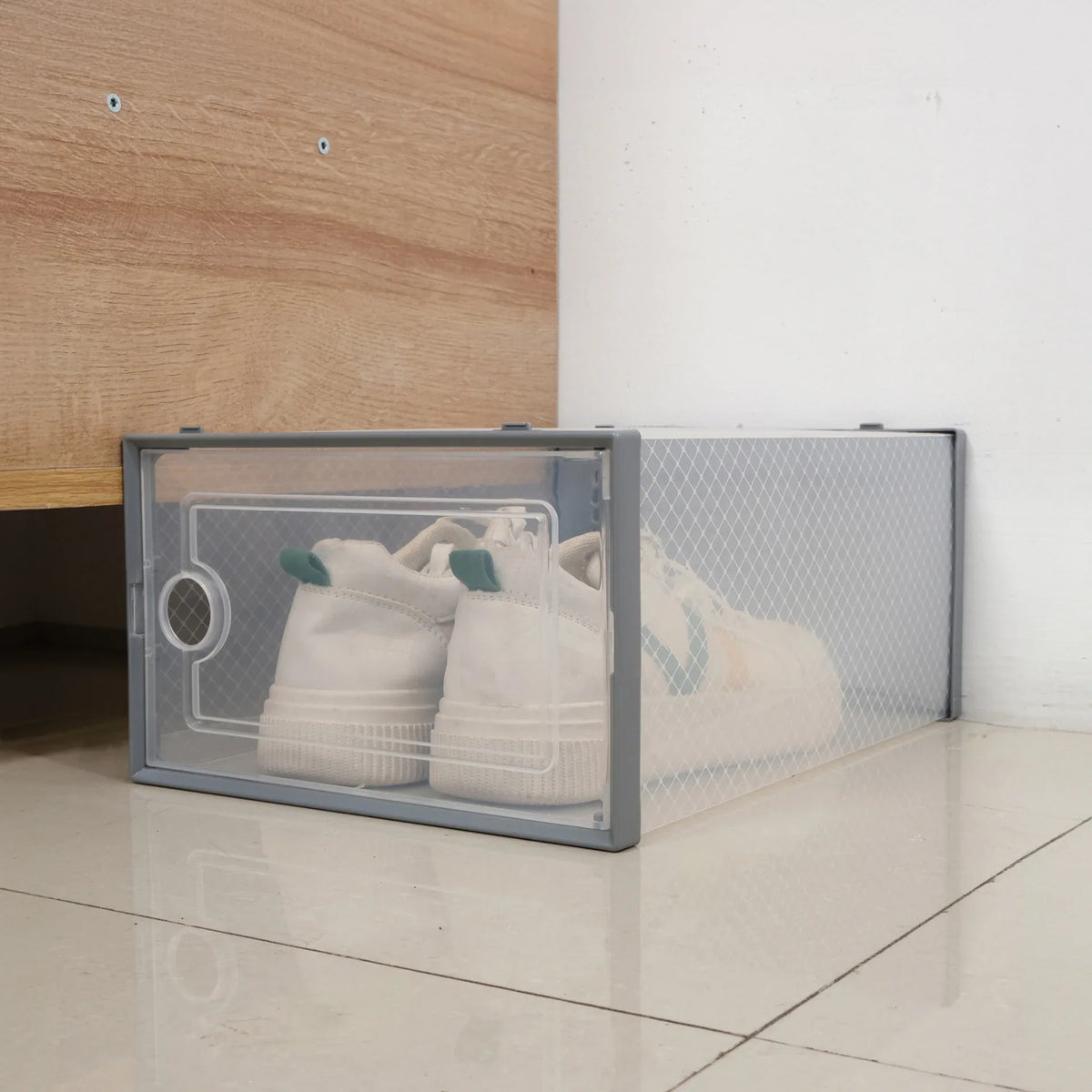 Stackable Shoe Storage Box Set - Transparent Flip-Top Organizers for Shoes (Pack of 6) 33cm(D)*23cm(W)*14cm(H) - Mekamart Australia