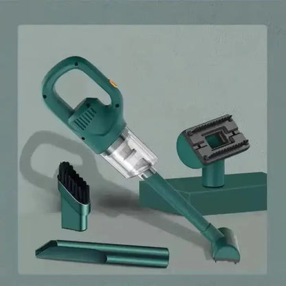Green Portable Cordless Vacuum Cleaner - 120W, 10KPa Suction, 2000mAh Battery, Lightweight Design, with Soft Brush Attachment - Mekamart Australia