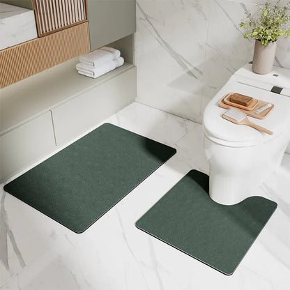 Green Bathroom Floor Mat Set - U-Shaped Toilet Mat 50*50cm & Rectangular 40x60cm Mat for Bathroom - Mekamart Australia