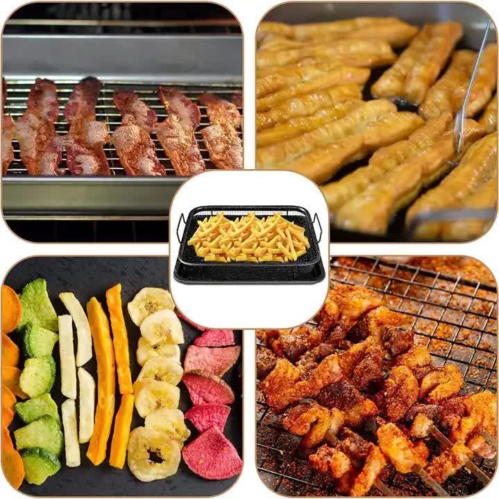 BBQ Square Non-Stick Stainless Steel Grill Basket - Copper Color, Small Size (30*22*5.5 cm), Ideal for Grilling Meat and Vegetables - Mekamart Australia