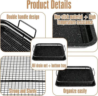 BBQ Square Non-Stick Stainless Steel Grill Basket - Copper Color, Small Size (30*22*5.5 cm), Ideal for Grilling Meat and Vegetables - Mekamart Australia