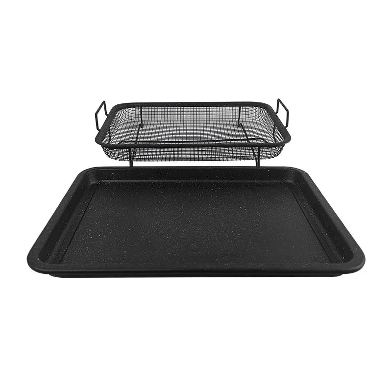 BBQ Square Non-Stick Stainless Steel Grill Basket - Silver Color, Small Size (30*22*5.5 cm), Ideal for Grilling Meat and Vegetables - Mekamart Australia