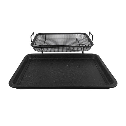 BBQ Square Non-Stick Stainless Steel Grill Basket - Silver Color, Small Size (30*22*5.5 cm), Ideal for Grilling Meat and Vegetables - Mekamart Australia