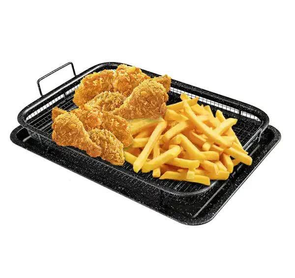 BBQ Square Non-Stick Stainless Steel Grill Basket - Silver Color, Small Size (30*22*5.5 cm), Ideal for Grilling Meat and Vegetables - Mekamart Australia