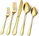 Gold 410 Stainless Steel Cutlery Set - Western Steak Knife, Fork & Spoon Set, 6 Set/30-Piece Dinnerware Set - Mekamart Australia