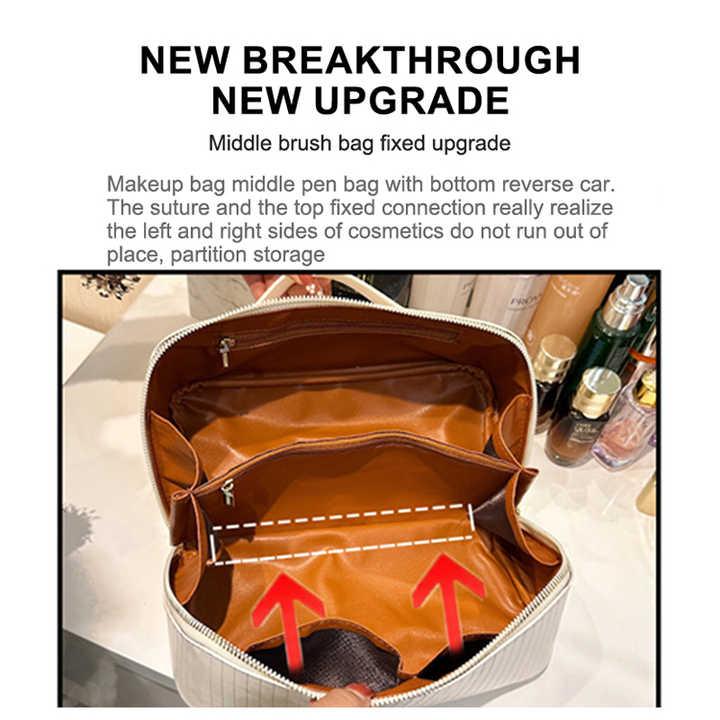 Black Shiny Large Capacity Makeup Bag - Multi-Function Travel Toiletry Organizer, Handheld Cosmetic Storage Bag - Mekamart Australia