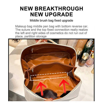 Black Shiny Large Capacity Makeup Bag - Multi-Function Travel Toiletry Organizer, Handheld Cosmetic Storage Bag - Mekamart Australia