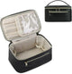 Black PU Leather Large Capacity Makeup Bag - Waterproof & Multifunctional Handbag for Women - Mekamart Australia