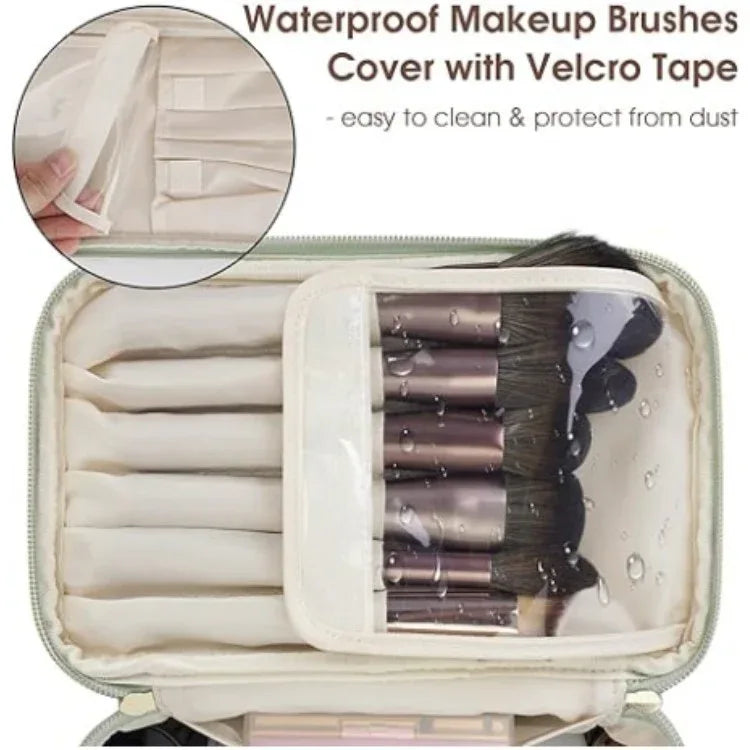 Blue PU Leather Large Capacity Makeup Bag - Waterproof & Multifunctional Handbag for Women - Mekamart Australia