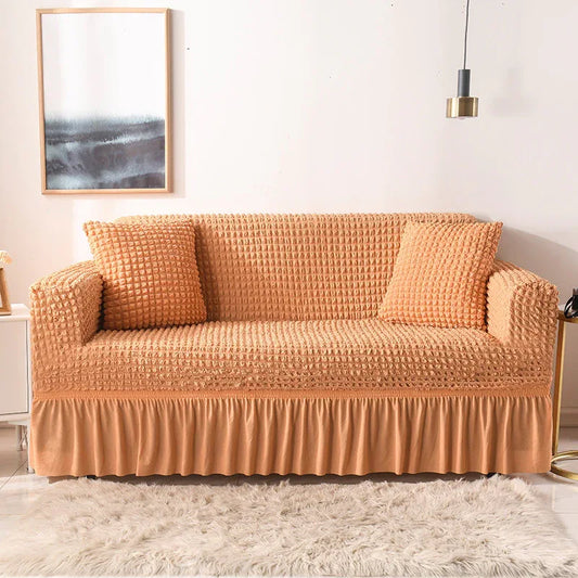 Elastic sofa cover orange (235-300cm) - Mekamart Australia