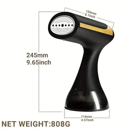 Black Handheld Garment Steamer - Portable Mini Steam Iron for Home Use, Wrinkle Remover & Fabric Freshener, Small Travel-Friendly Iron for Clothes, Steam Spray Clothes Steamer - Mekamart Australia