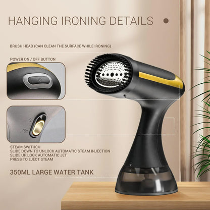 White Handheld Garment Steamer - Portable Mini Steam Iron for Home Use, Wrinkle Remover & Fabric Freshener, Small Travel-Friendly Iron for Clothes, Steam Spray Clothes Steamer - Mekamart Australia