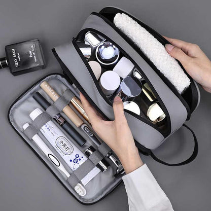 Black Elite Series 3-Layer Large Capacity Men's Toiletry Bag - Portable Travel Cosmetic Organizer with Premium Design - Mekamart Australia