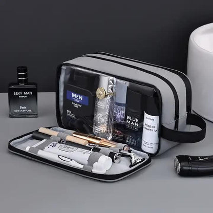 Black Elite Series 3-Layer Large Capacity Men's Toiletry Bag - Portable Travel Cosmetic Organizer with Premium Design - Mekamart Australia