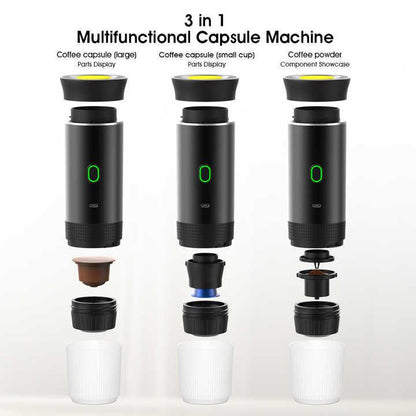 Black Portable Espresso Coffee Machine - Universal 3-in-1 Capsule, Coffee Powder, and Espresso Maker - Mekamart Australia