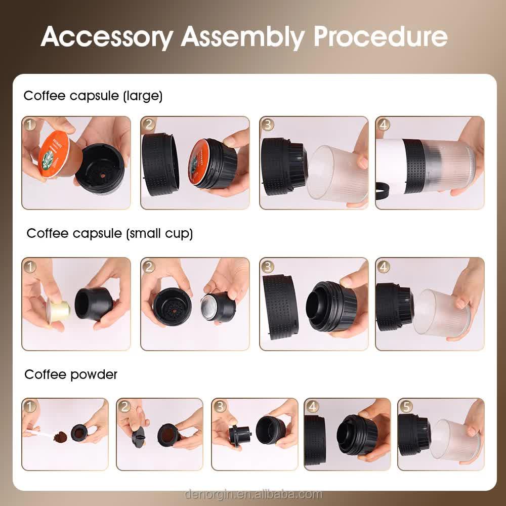 Black Portable Espresso Coffee Machine - Universal 3-in-1 Capsule, Coffee Powder, and Espresso Maker - Mekamart Australia