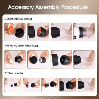 Black Portable Espresso Coffee Machine - Universal 3-in-1 Capsule, Coffee Powder, and Espresso Maker - Mekamart Australia