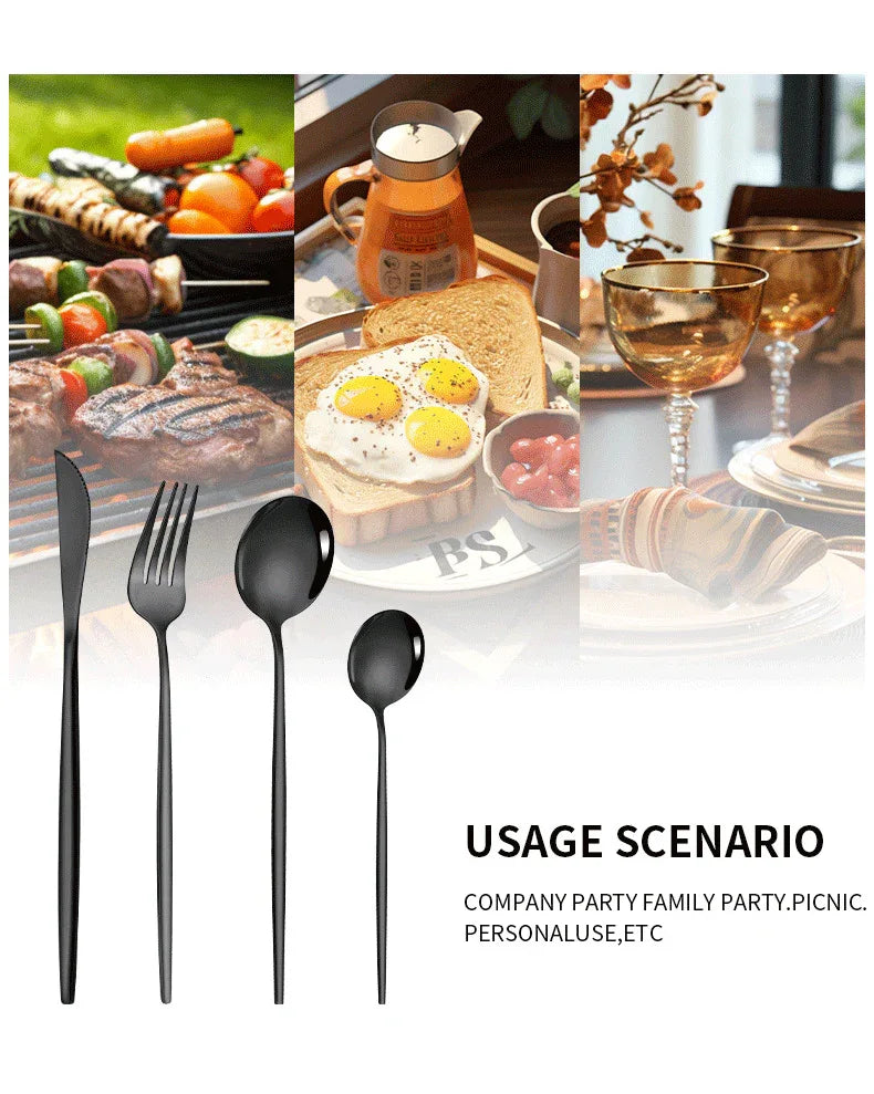 Rose Gold Color Premium 24-Piece Stainless Steel Cutlery Set - Elegant Golden Steak Knife, Fork, and Spoon Set in Luxury Gift Box - Mekamart Australia