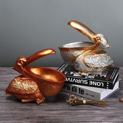 White Pelican Resin Decor Bowl - Unique Key, Candy, and Storage Organizer for Home Decoration - Mekamart Australia