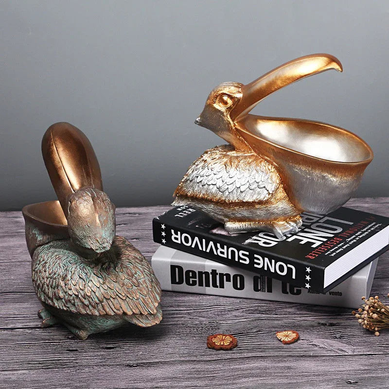 White Pelican Resin Decor Bowl - Unique Key, Candy, and Storage Organizer for Home Decoration - Mekamart Australia