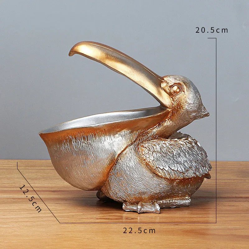Silver Pelican Resin Decor Bowl - Unique Key, Candy, and Storage Organizer for Home Decoration - Mekamart Australia