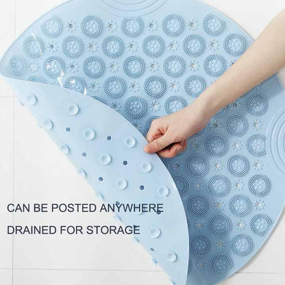 Blue Non-Slip Round Shower Foot Scrubber Mat - Soft Silicone Massage Pad for Foot Cleaning - Mekamart Australia