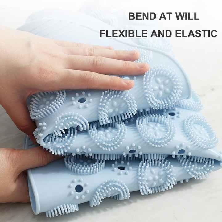 Blue Non-Slip Round Shower Foot Scrubber Mat - Soft Silicone Massage Pad for Foot Cleaning - Mekamart Australia