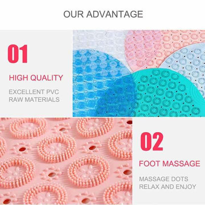 Blue Non-Slip Round Shower Foot Scrubber Mat - Soft Silicone Massage Pad for Foot Cleaning - Mekamart Australia