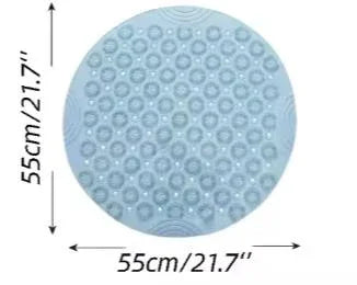 Blue Non-Slip Round Shower Foot Scrubber Mat - Soft Silicone Massage Pad for Foot Cleaning - Mekamart Australia