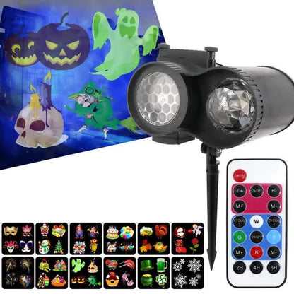 Bracket Outdoor Waterproof Lawn Dual-Tube Projection Light – LED Halloween & Christmas Dynamic Water Ripple Animation, Replaceable 12 Slides, Stake or Stand Mountable - Mekamart Australia