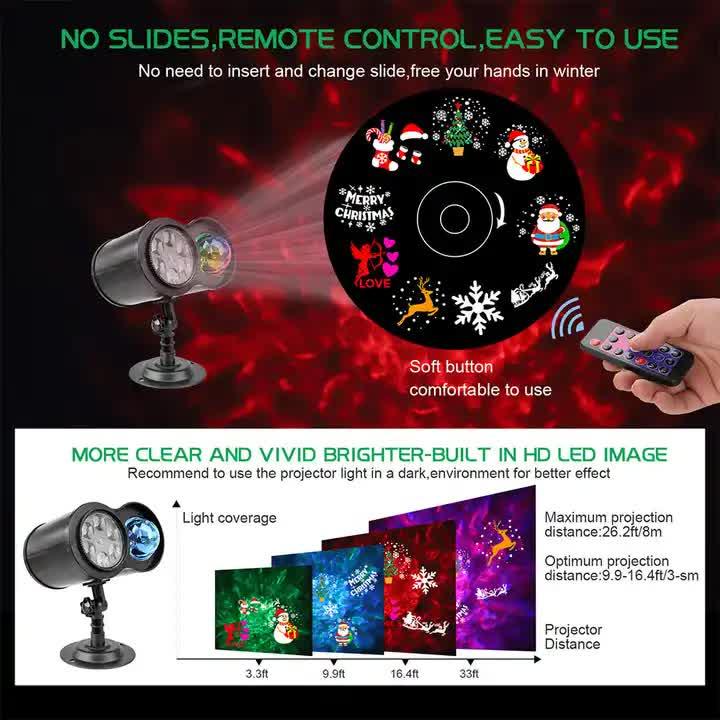 Bracket Outdoor Waterproof Lawn Dual-Tube Projection Light – LED Halloween & Christmas Dynamic Water Ripple Animation, Replaceable 12 Slides, Stake or Stand Mountable - Mekamart Australia