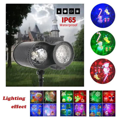 Ground Insert Outdoor Waterproof Lawn Dual-Tube Projection Light - LED Halloween & Christmas Dynamic Water Ripple Animation, Replaceable 12 Slides, Stake or Stand Mountable - Mekamart Australia