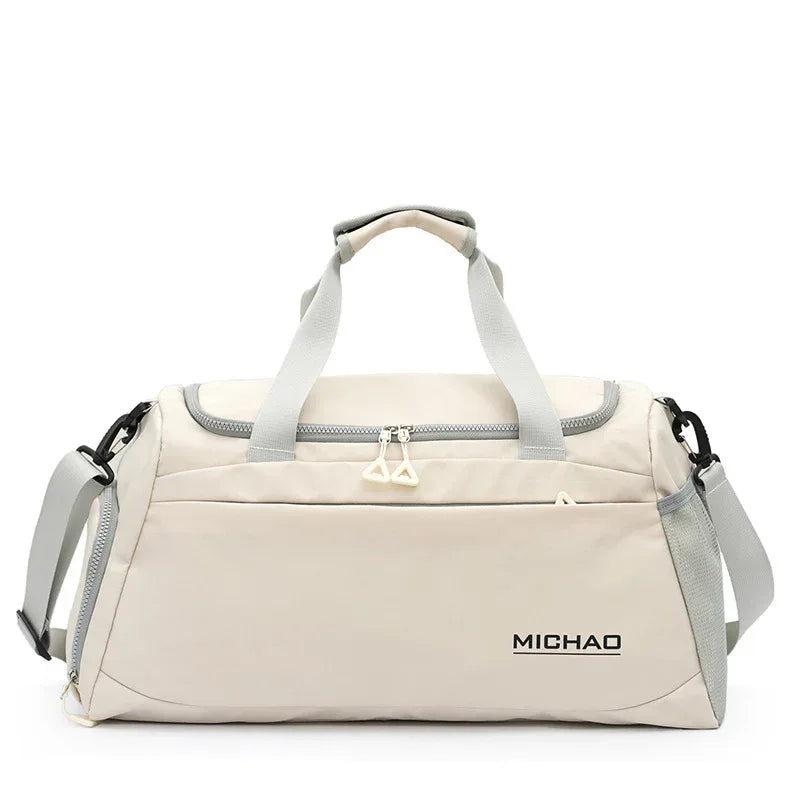 White Large Capacity Gym Bag with Wet and Dry Separation – Multifunctional Travel, Sports, and Swimming Bag for Men and Women - Mekamart Australia