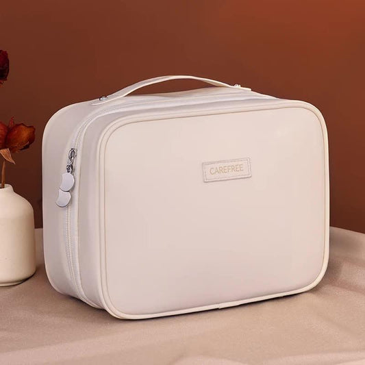 White 5-in-1 Multi-Function PU Makeup Organizer – Large Capacity Cosmetic Storage Bag with Dividers, Portable and Premium Quality - Mekamart Australia